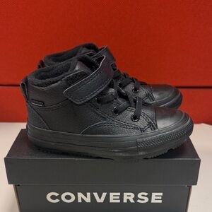 Converse Kids Black High-Top Leather Sneakers us 8 A04816c